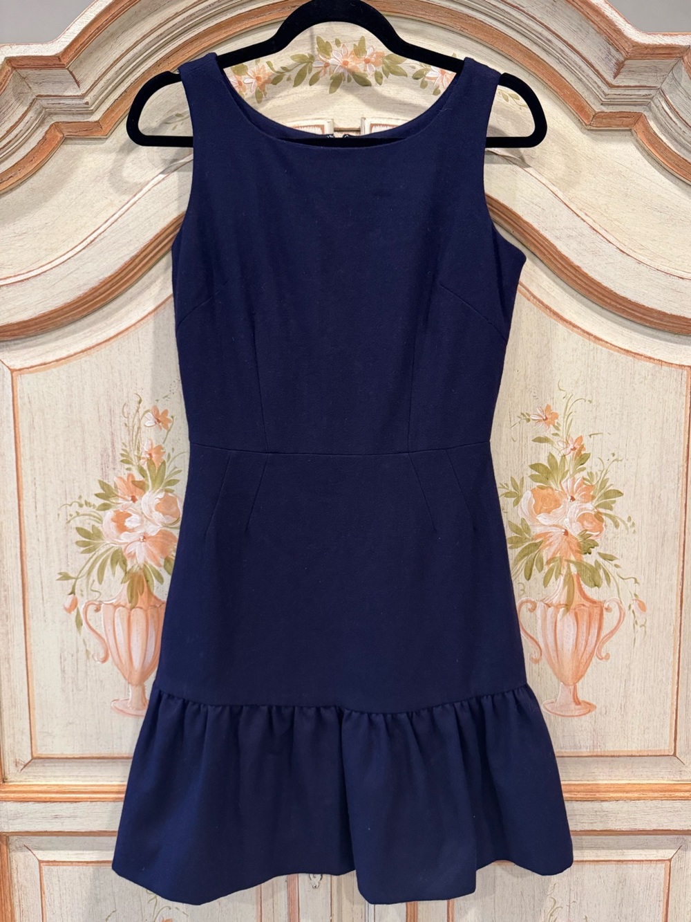 BB Dakota Navy Wool Blend Fit & Flare Ruffle Mini Dress Size 2 2000s